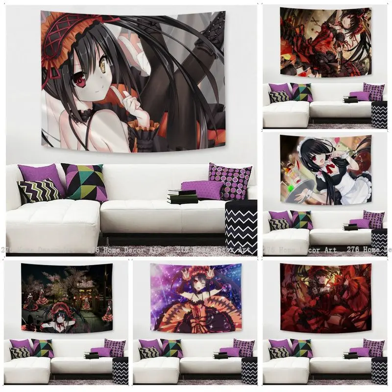 

DATE A LIVE Tokisaki Kurumi Tapestry Anime Tapestry Hanging Tarot Hippie Wall Rugs Dorm Wall Hanging Sheets