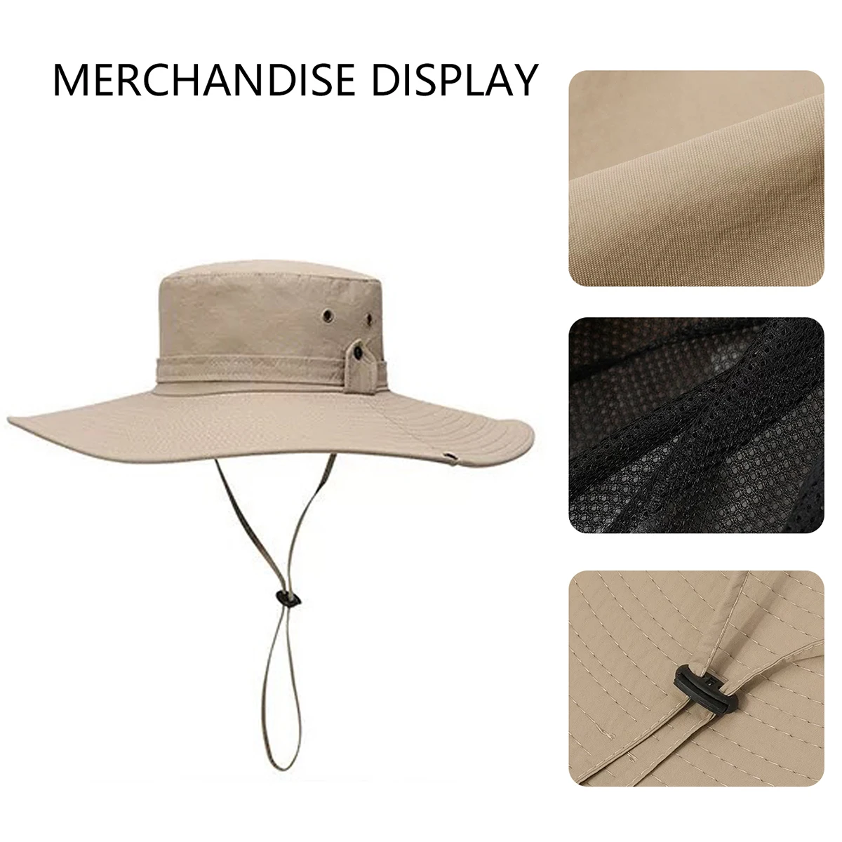Large Brim Drawstring Mountaineering Hat Fisherman Hat Sun Protection Travel Basin Hat Spring and Summer Western Cowboy Hat Camping Sun Hat Outdoor Sports