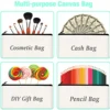 Canvas Storage Pouch, Multi Functional Cosmetic Bag, Zipper Pencil Case For Students DIY 6
