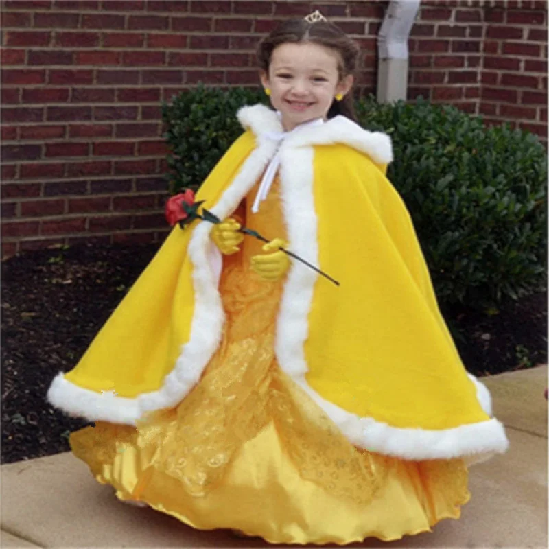 

Children's Wedding Shawl Cloak Long Warm Capes White ivory Winter Wedding children Cloak Shawl Satin + Artificial Fur Cape Coat