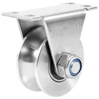1Pack U-Type Stainless Steel Pulley Block Mute Bearings Groove Sliding Roller Track Wheel 2