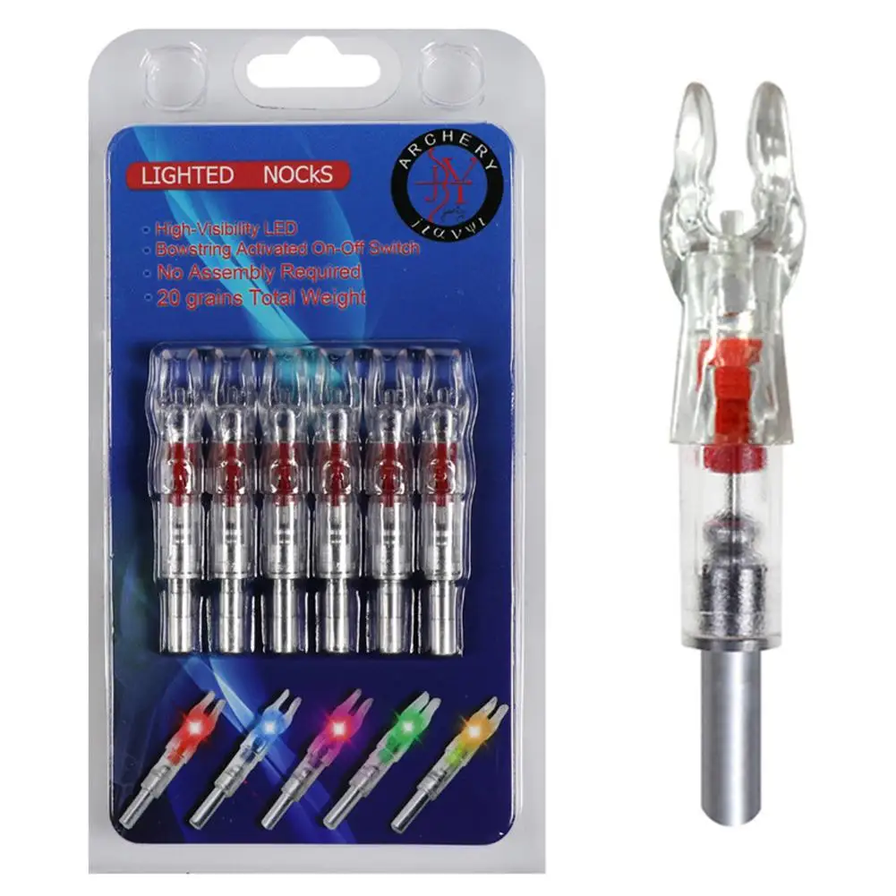 

6pcs Led Luminous Nock Automatically Lighten Durable For 6.2mm Universal Archery Shaft Glowing Hunting Shooting Arrows Tail