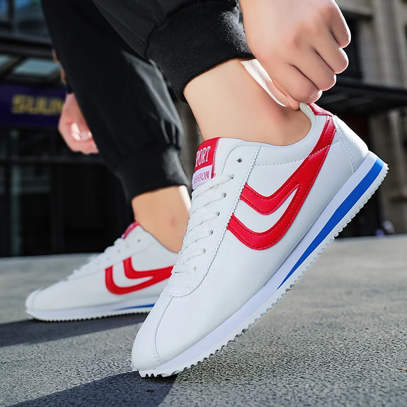 Original Leather White Red Men Women Casual Sneakers Lightweight Comfortable Men's Running Shoes Non-slip Training Sneakers Male