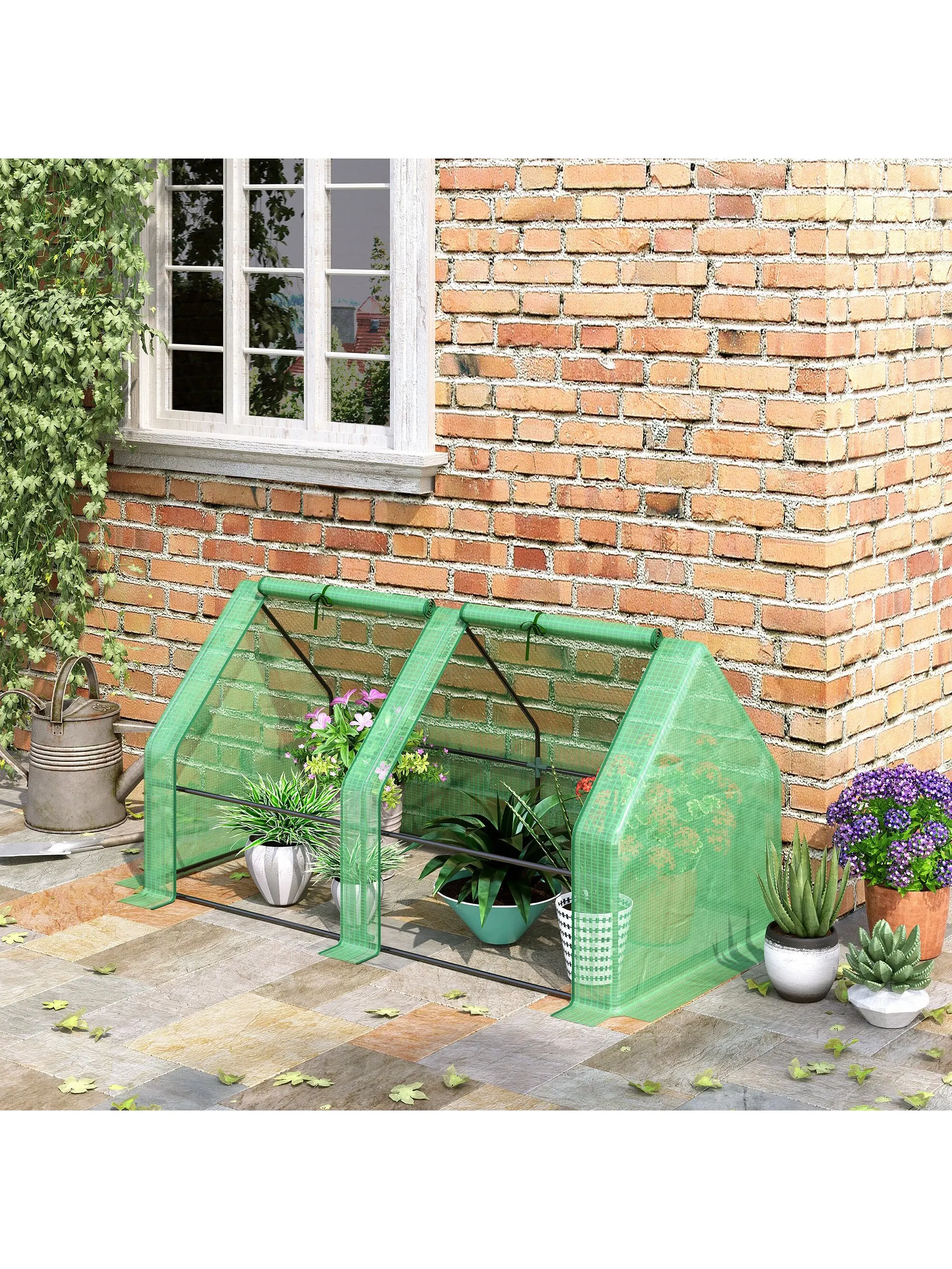 

6' x 3' x 3' Portable Mini Greenhouse with Windows, Green