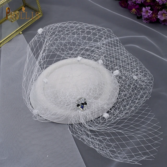 JM10 Birdcage Veil Black Veil Headband Wedding Fascinator Face Veils Charming Wedding Veil Hats Net Mask Wedding Accessories JM10-W