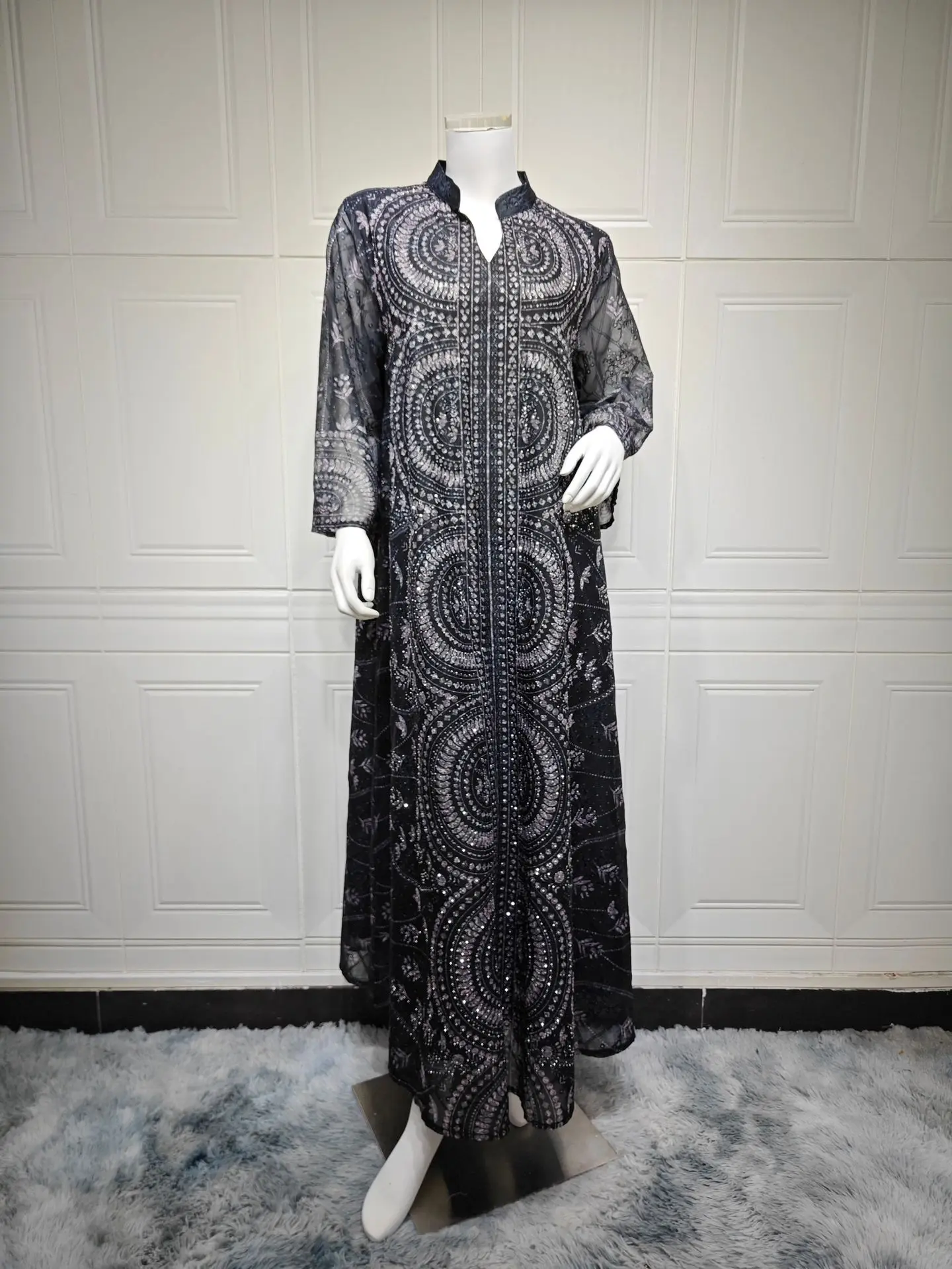 جلابية مطرزة بالزهور عادية منقوشة جلابية حجر الراي...