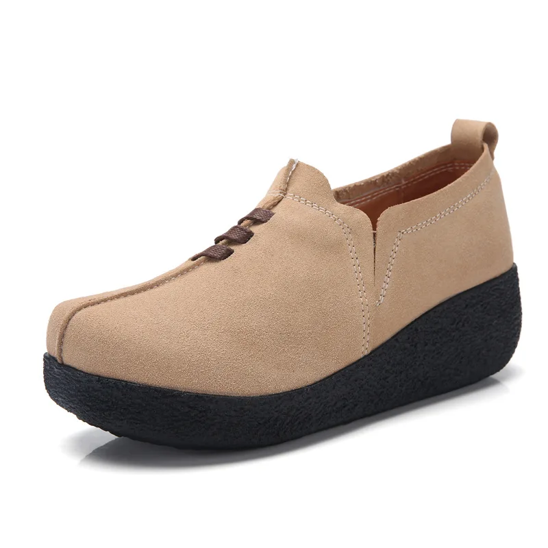 

Plus Size 35-43 Women Flat Platform Coin Loafers Suede Leather Slip On Ladies Spring Shoes Flats Women Creepers Sneakershz6