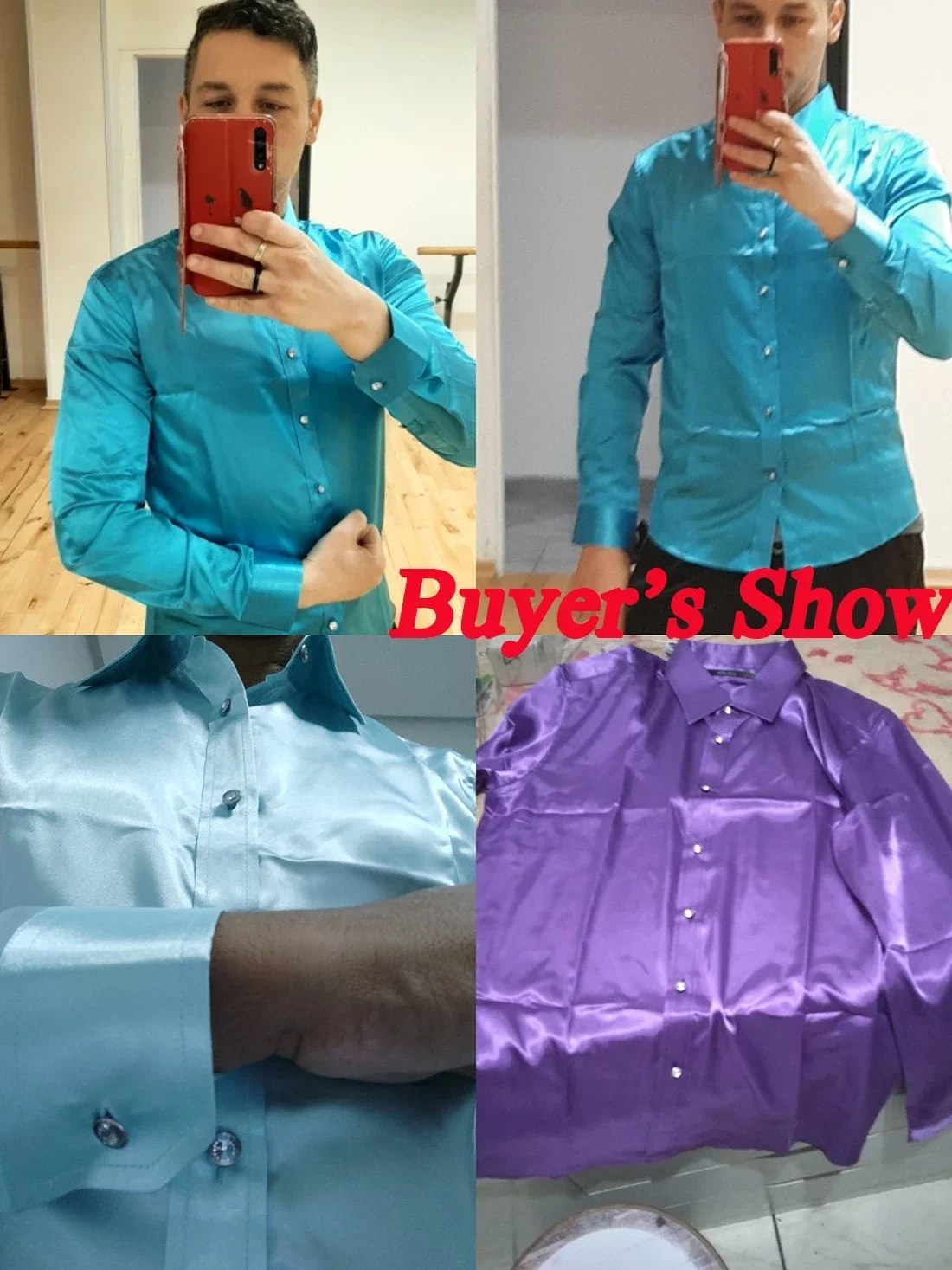 Luxury Shirt Men Silk Satin Smooth Mens Dress Shirts Casual Button Down Suit Shirts Party Ball Wedding Camisa Masculina M-XXXL