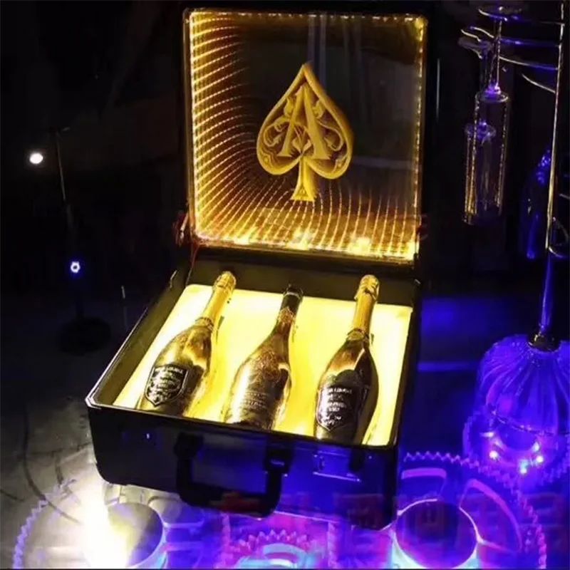 Rechargeable LED illuminated Ace of Spade Carrier Box VIP Champagne Bottle Display Case FOR NightClub Party Lounge Bar