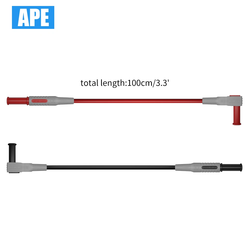 Multimeter Test Lead Safety Banana Plug 90 Degree To Straight Multimeter Test Cable 100CM 2pcs test leads test cable lead test lead cable test cable