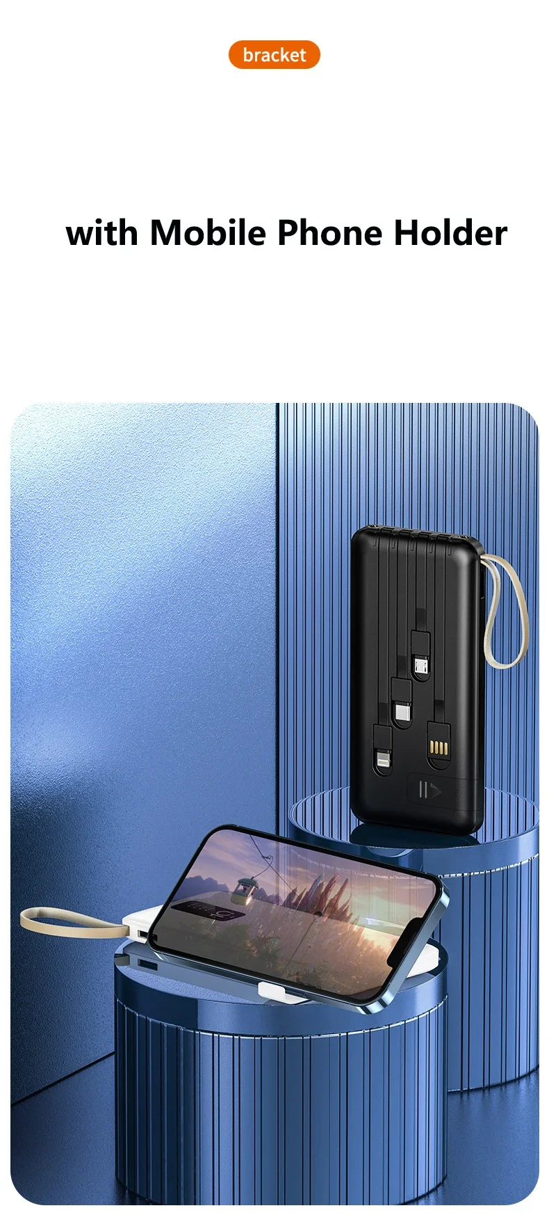 Portable Power Bank With Built-in Cable For Smartphones Fast Charge_voghion.com