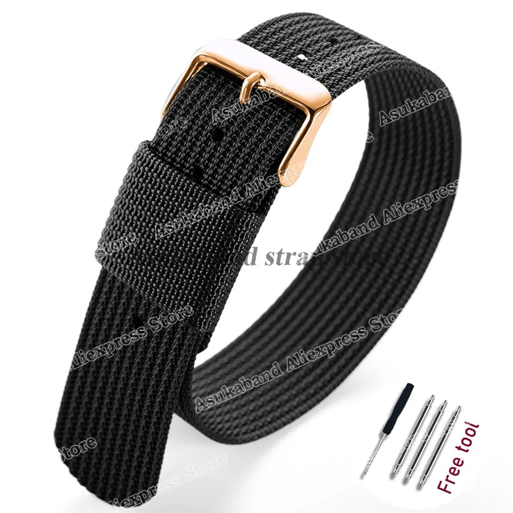 Black and Green Nylon Braided Men's Army Sports Watch Strap - Breathable and Wear-Resistant