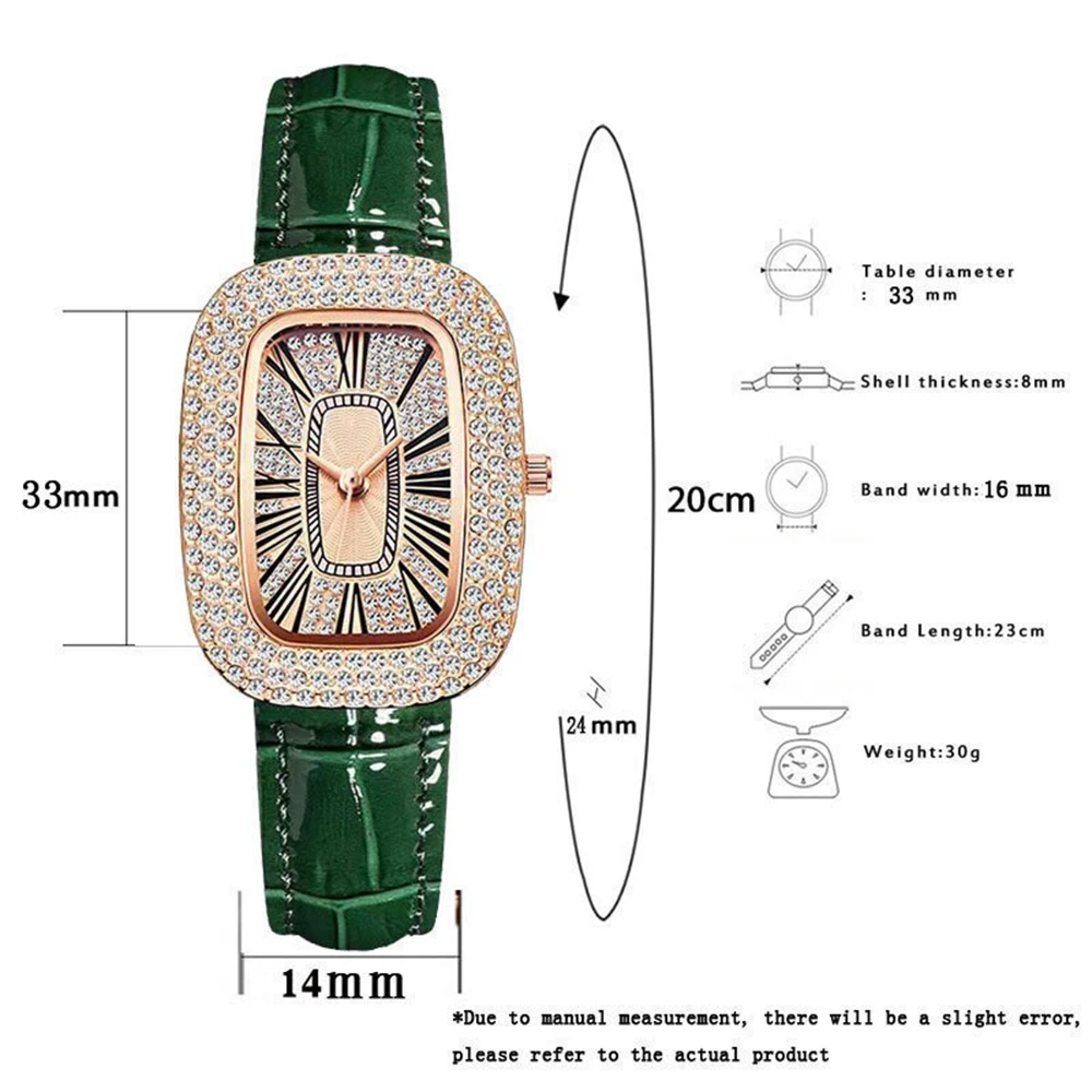 5Pcs Fashion Luxury Full diamond Pigeon Egg Diamond Lady quartz belt Watch clock vintage Elegant Montre Femme Jewelry Set + Box