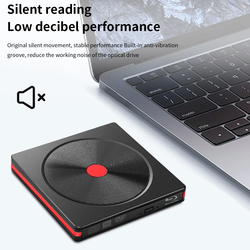 TISHRIC 블루레이 외장 CD DVD 드라이브, 팝업 모바일 외장 DVD-RW, USB 3.0, C타입 CD DVD 리더, 노트북 데스크탑 PC용 라이터