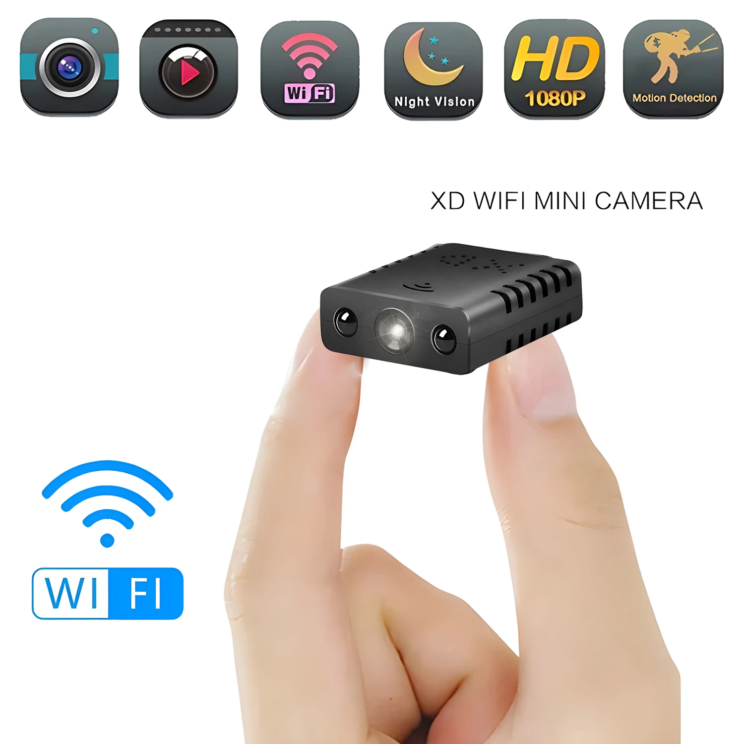 Mini Telecamera Full HD 1080P con Visione Notturna e Rilevamento del Movimento, Micro Cam per Sorveglianza Domestica, Videoregistratore WiFi - immagine 2