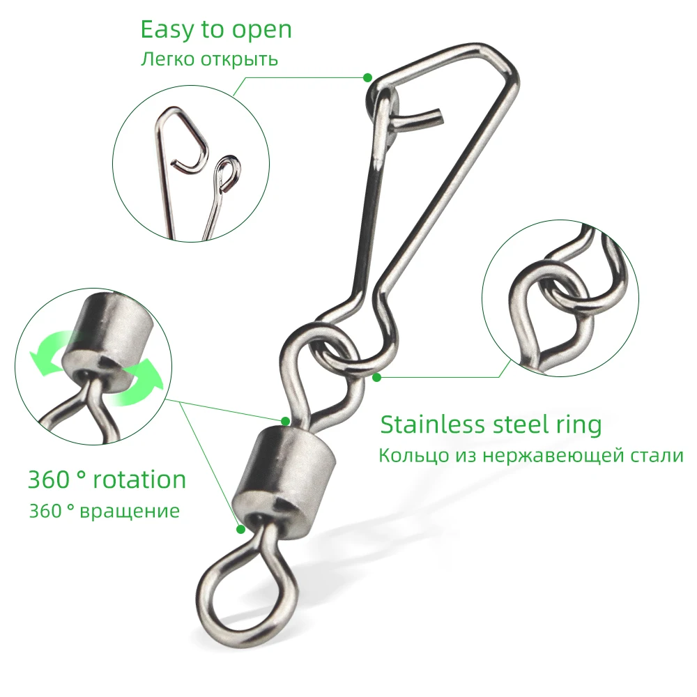 50 stücke Angeln Locken Stecker Angeln Barrel Roll Wirbel Angeln Schnell Pin Haken Link Snap Angeln Zubehör – Detail 6