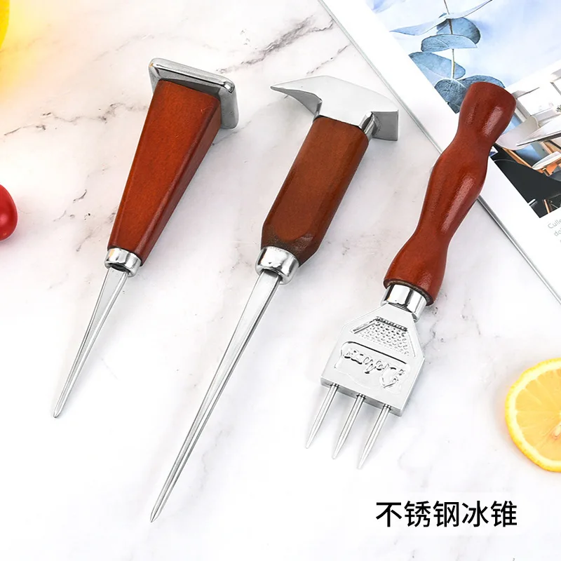 StainlessSteelIcePickwithWoodenHandleManualIceCarvingTool