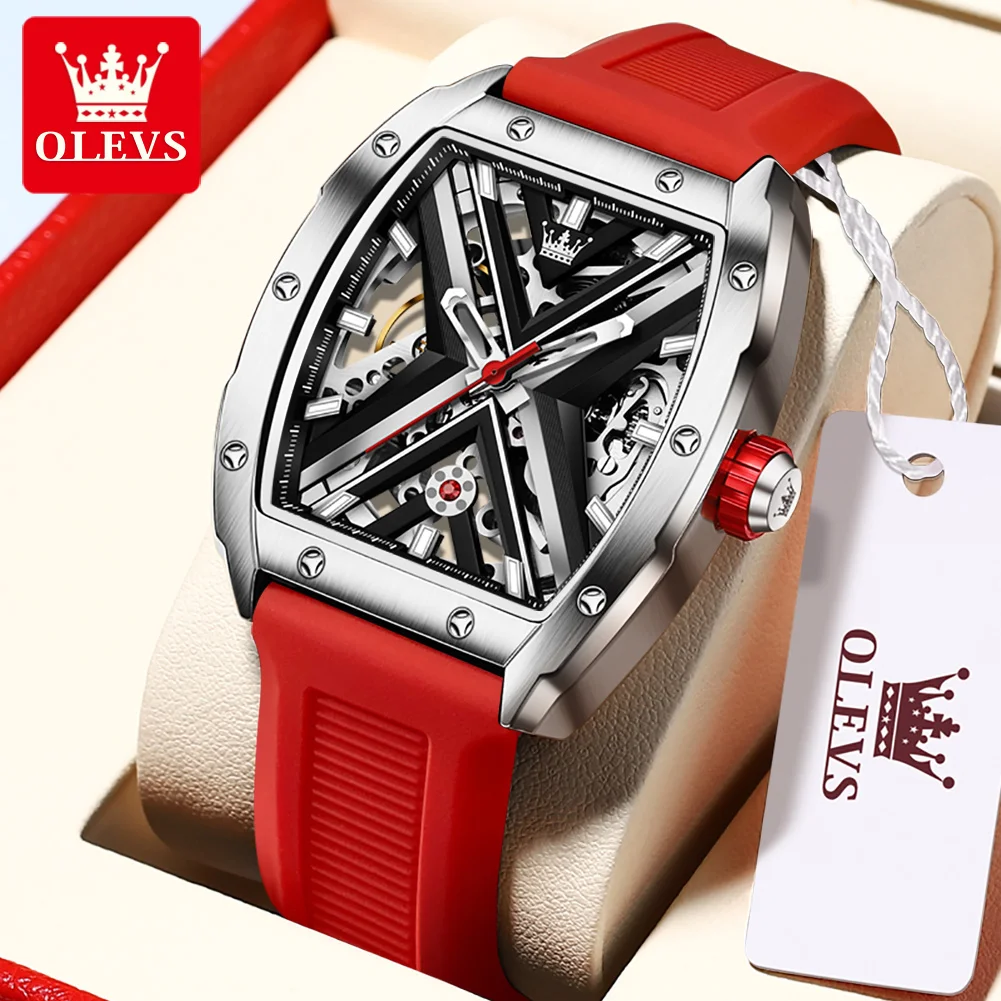 

OLEVS 6662 NEW Automatic Mechanical Fashion Sports Men's Watches Sports Luminous Rubber Leather Strap Men relogio masculino