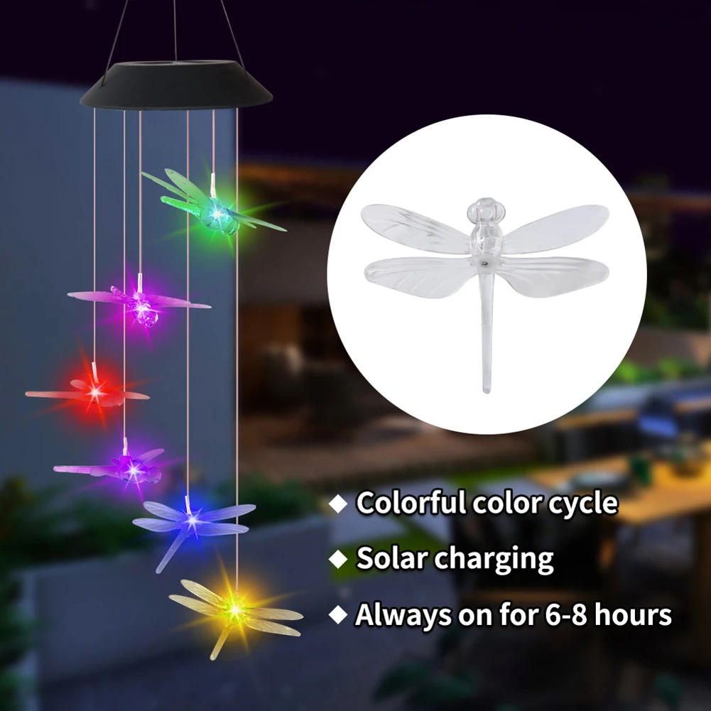 Solar Power Color Changing LED Wind Chime Lamp for Garden
