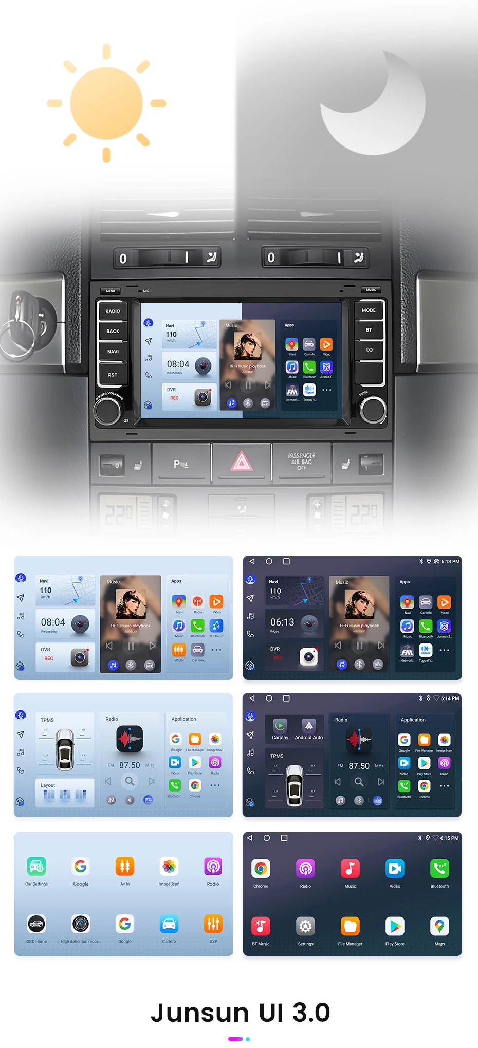 Junsun drahtlose carplay android auto auto intelligente systeme für volkswagen vw touareg multivan t5 transporte 2006-2018 gps auto – Detail 6