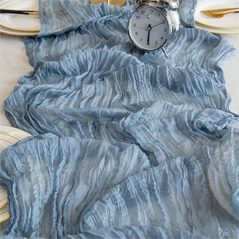 Semi-Sheer Gauze Table Runner Sage Cheesecloth Table Setting Dining Vintage Wedding Party Christmas Banquets Arches Cake Decor 6