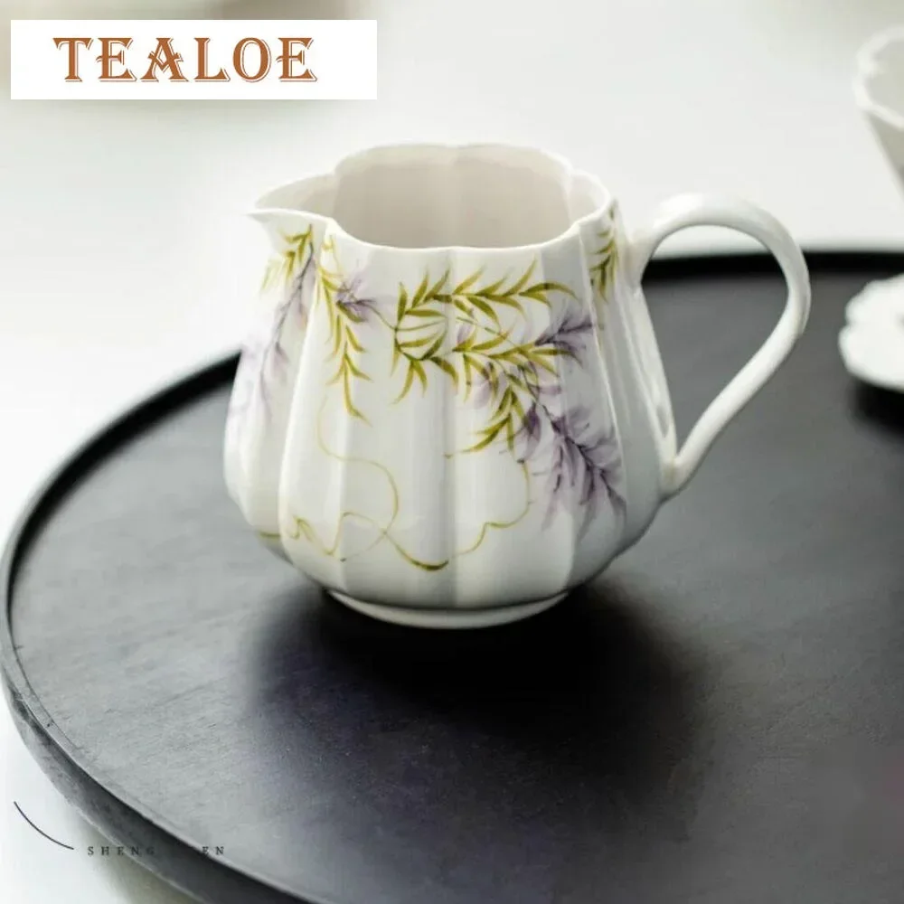 280ml Pure Hand-painted Wisteria Flower Tea Pitcher Lotus Petal Serving Cup Coffee Fair Cup Cha Hai Justice Kung Fu Tea Item