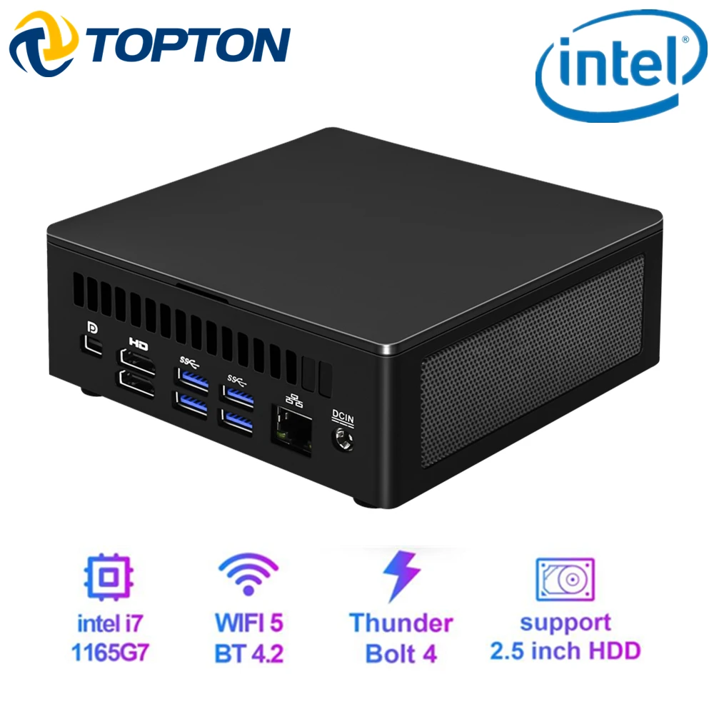 

Intel NUC Windows 11 Mini Computer Four-Core i7 1165G7- Up to 4.7 GHz Turbo NVMe SSD DDR4 RAM Thunderbolt 4 2*HDMI2.0 DP 8K UHD