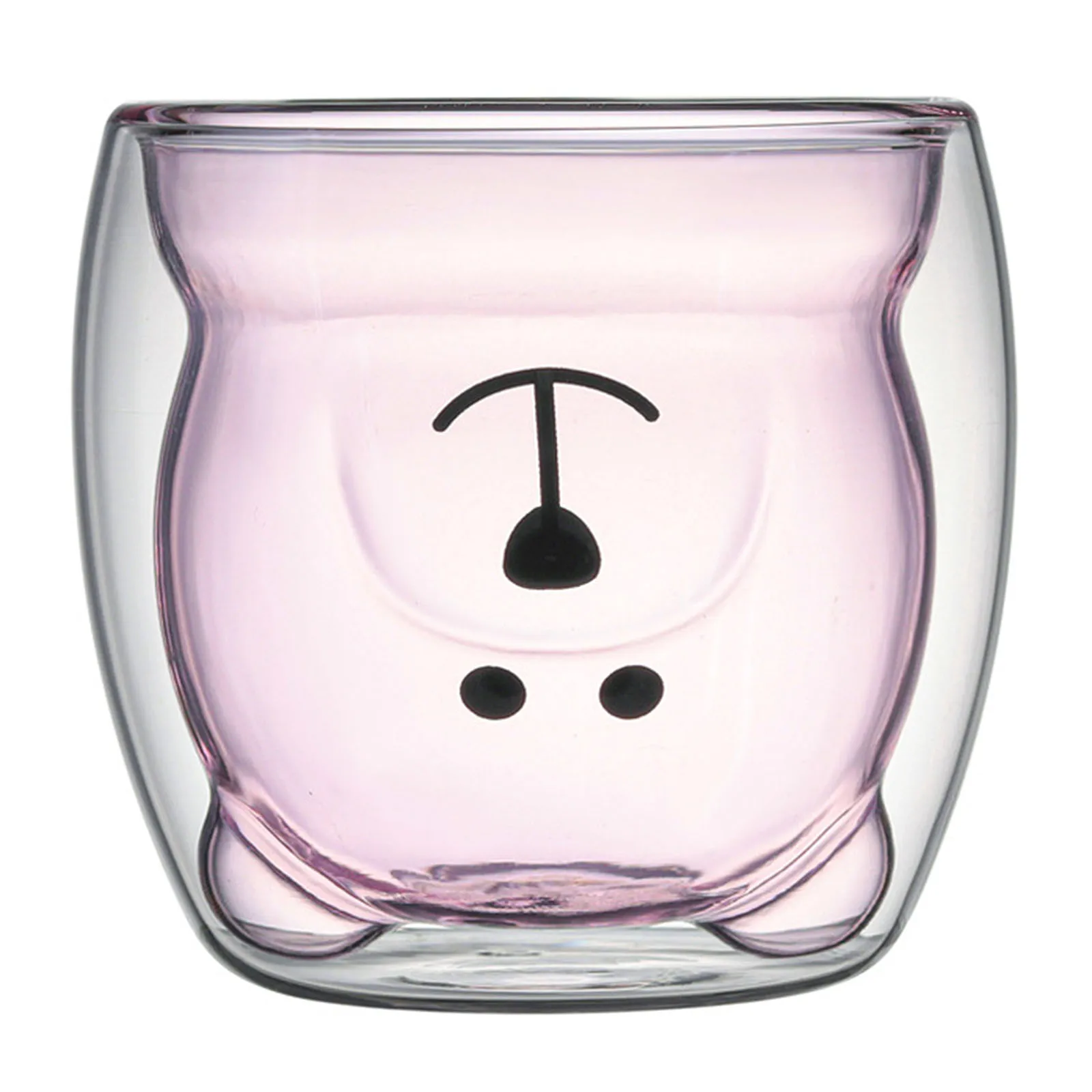 Creative Cartoon Cute Bear Double Glass Cup Coffee Mugs Doublelayer Milk Juice Tea Water Cup