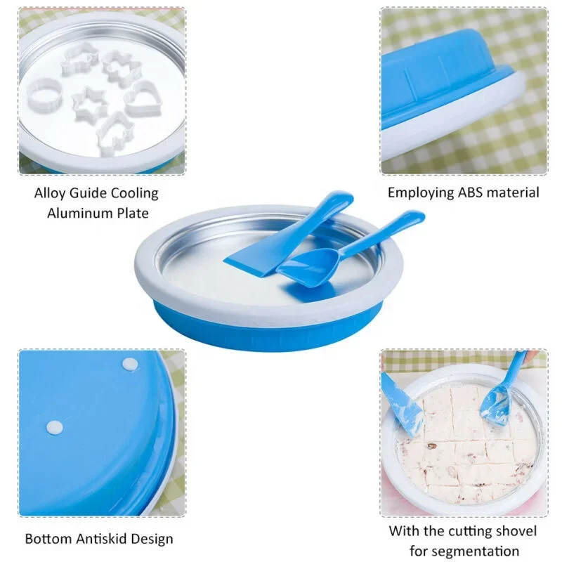 Portable Mini Pan Fried Ice Cream Roll Machine Household Frozen Yogurt Machine DIY Kitchien Home Ice Cream Maker