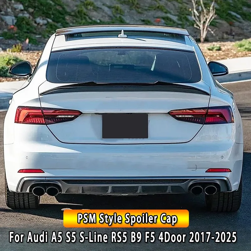 PSM Style Spoiler Cap for Audi A5 A5 S-Line S5 RS5 B9 B9.5 F5 4Door (Not for 2Door Coupe) Sportback 2017-2025 Rear Boot Spoiler