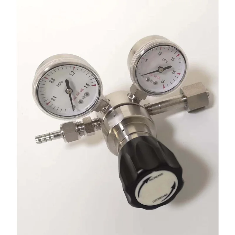 

Одноступенчатый регулятор давления газа водорода из нержавеющей стали с измерителями