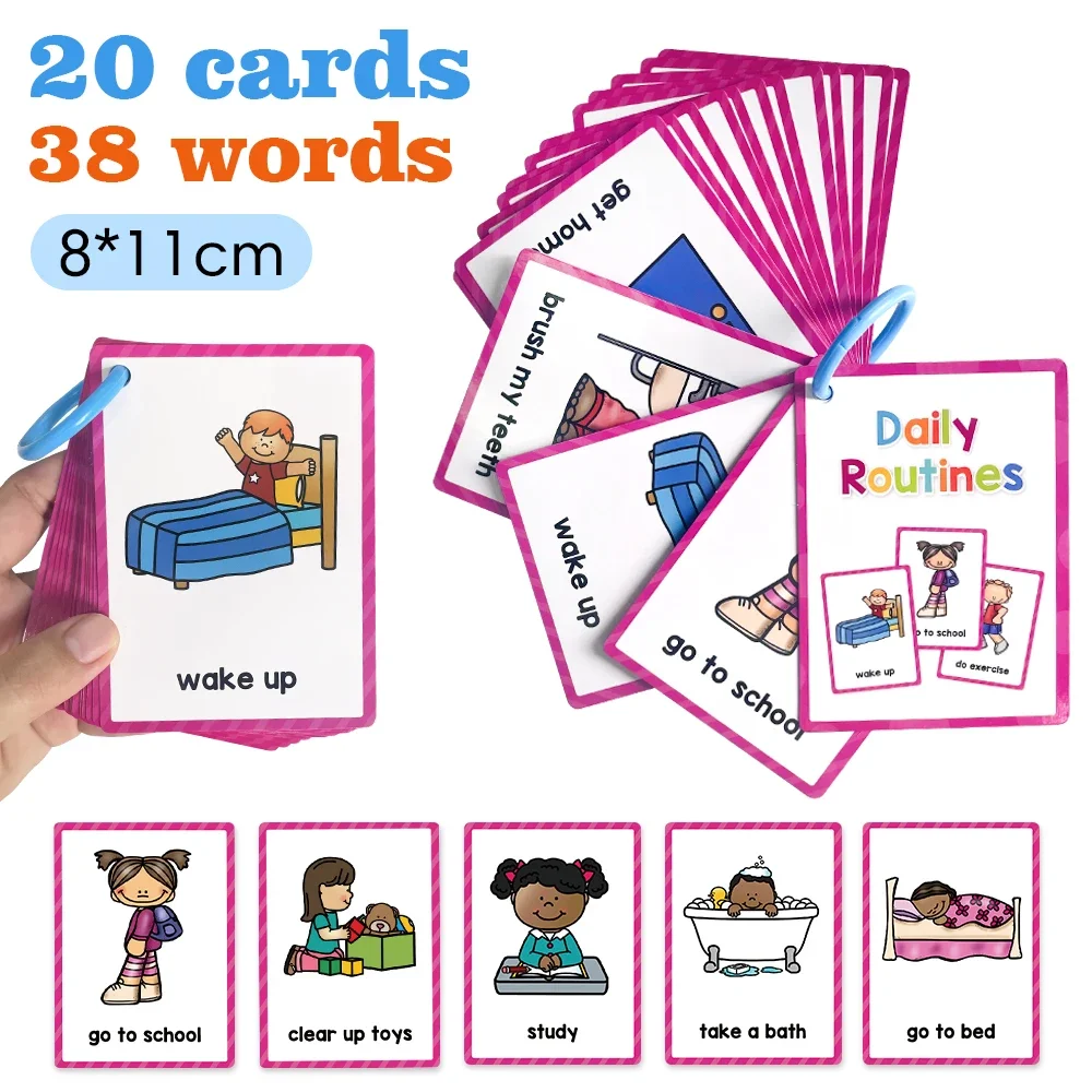 20cards-Daily-Routines-flash-cards-for-kids-toddler-learning-English ...