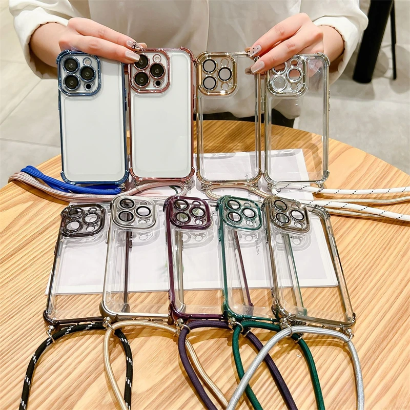 Luxury Shockproof Crossbody Phone Case with Lanyard Strap and Bumper Protection