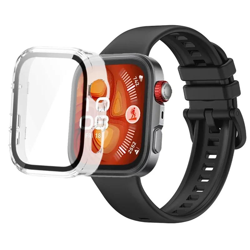 Breathable Silicone Strap with Protective Tempered Glass Screen and HD PC Case