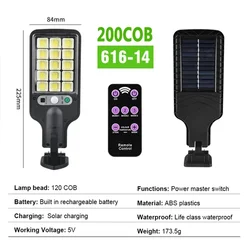 Solar Motion Sensor Security Lights - Outdoor Waterproof Street Lamps for Garden, Patio, and Yard (200COB With RC)