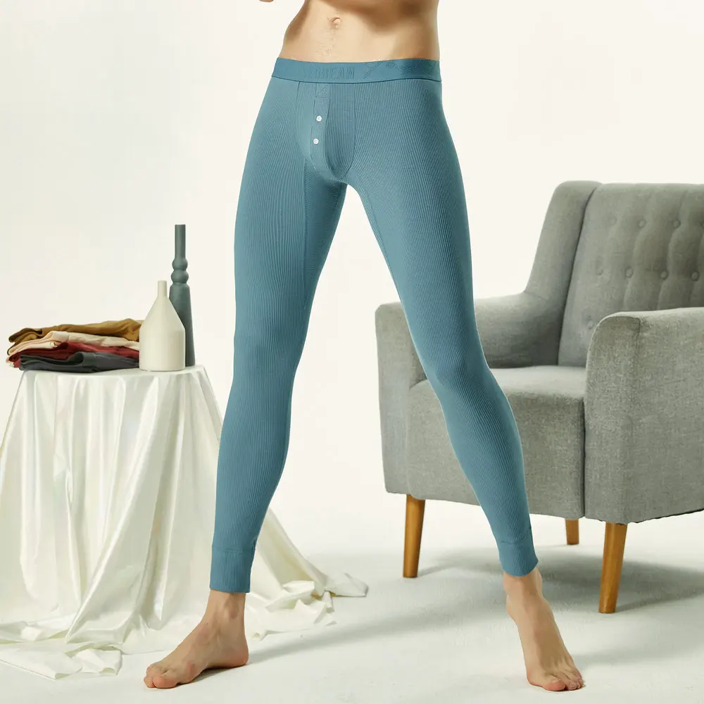 

Men's Long Johns Soft Lightweight Cotton Thermal Rib Stretchy Base Layer Warm Underwear Bottoms