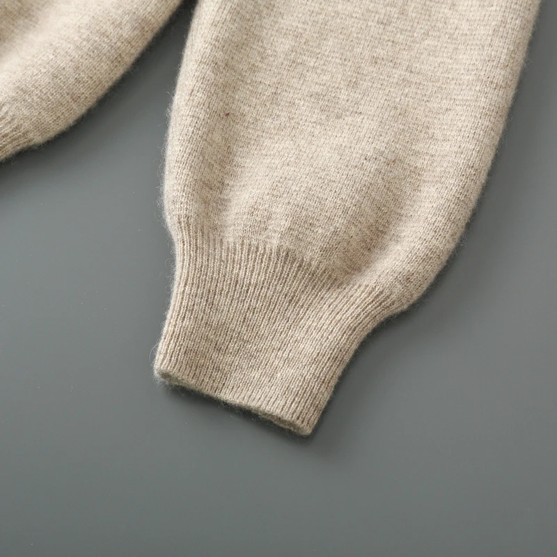 DjzDsm Men's hooded Top With Zipper And Pocket Comfortable Knit Sweater 100% Merino Wool Sweater Wool Sweater Autumn and Winter 5