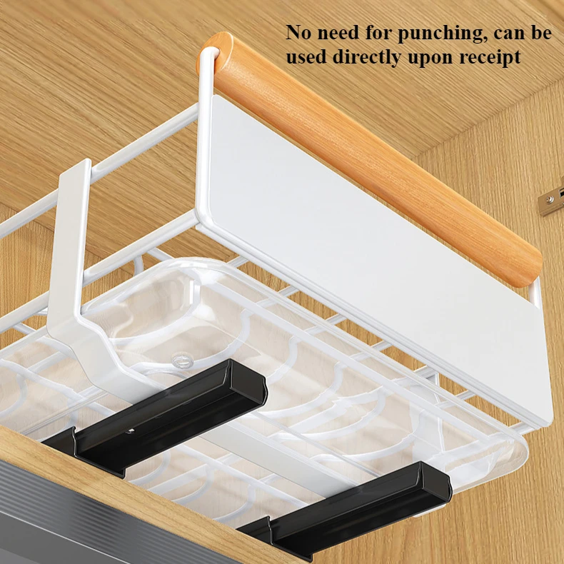 1PC Kitchen No Installation Pull-out Basket, Cabinet Pull-out Bowl Basket, Dish Storage Rack, Drawer Style Layered Storage Rack 3