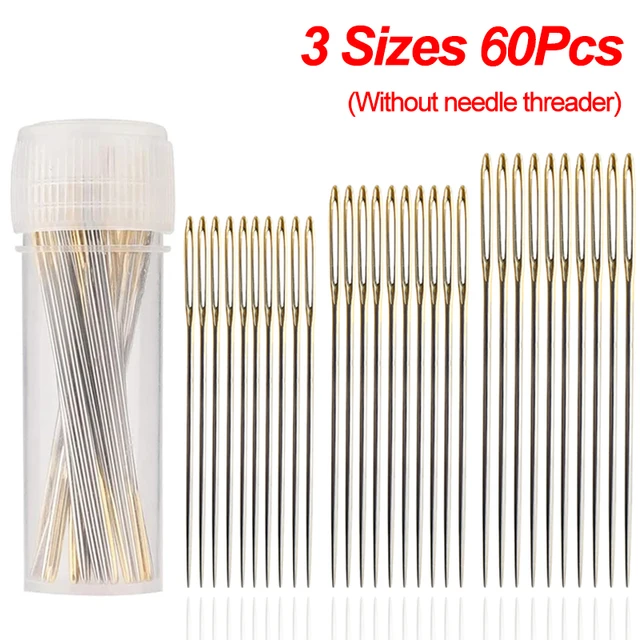 30/60Pcs Large Eye Cross Stitch Needles with Threader DIY Cross Stitch Embroidery Needlework