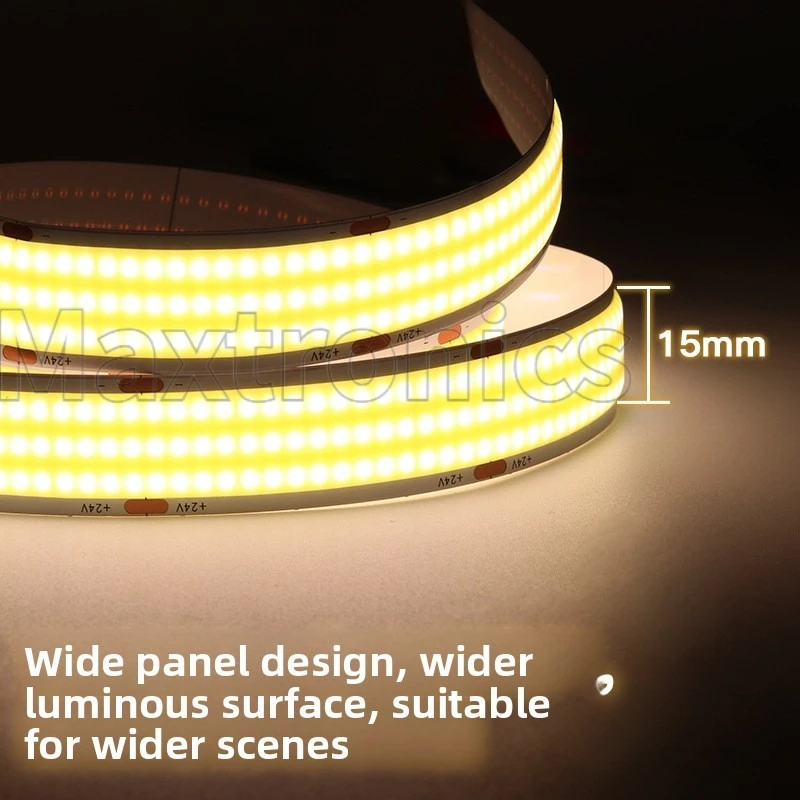 3열 초고휘도 DC24V 5M COB LED 스트립 라이트 3000/4000/6000K 2200루멘/m 고밀도 LED 조명 960LEDs/m 유연한 테이프