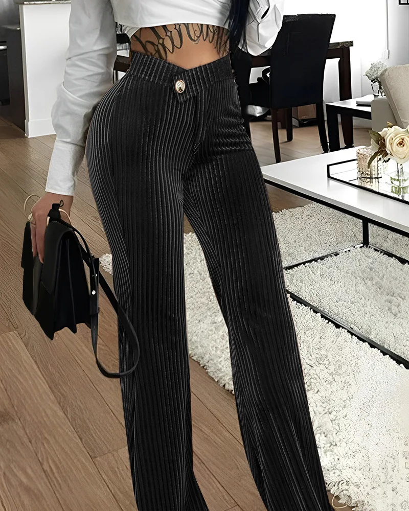 

Women Chic Office Wear Straight Pants Vintage High Ladies Trousers Baggy Korean 2023 Spring/Summer/Autumn Wide Leg Female