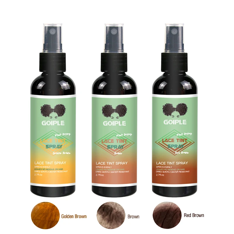 전문가용 방수 레이스 틴트 스프레이 80ml, 레드/골든 브라운 가발 가발용