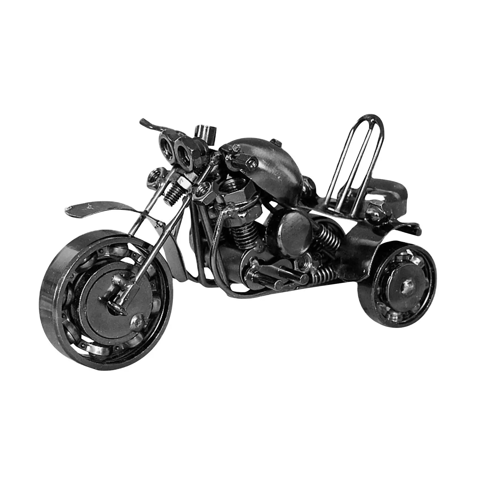 Metal Three Wheeled Motorcycle Figurine Statue Retro Crafts Decoration 16x6.5x8.5cm for Birthday Gift Durable Multifunctional