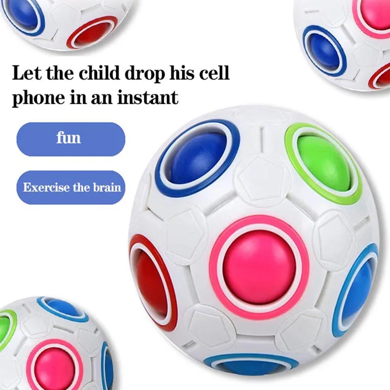 Magic Rainbow Puzzle Ball Cube Speed Ball Fun Stress Reliever Fidget Ball Toy Christmas Stocking Stuffers for Kids And Adults 6