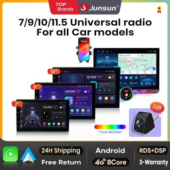 Junsun Universal Radio de coche estéreo Multimedia Video CarPlay Android Auto sistemas intelligen para Ford Peugeot Citroen Fiat 7/9/10" 1