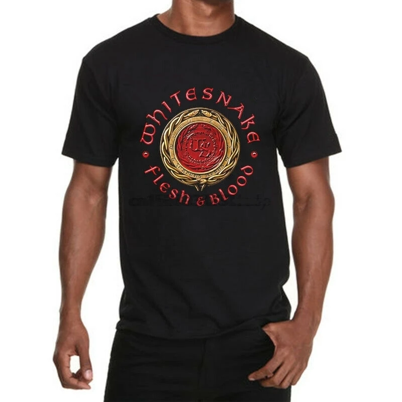 Camicia Serpente Bianco Hardock Band Flesh Blood Black Whitesnake T-Shirt S-2Xl