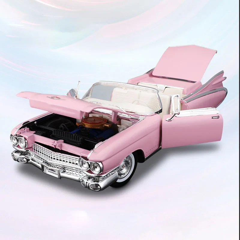 Maisto 1:18 1959 Cadillac Eldorado Biarritz Pink Classic Alloy Retro Luxury Car Model Collector'S Edition Decoration Toy 5