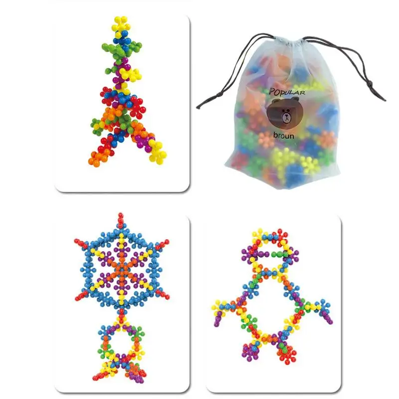 Kids DIY 3D Puzzle Kindergarten Baby Assembling Toy Games Colorful Plastic Snowflake Blocks Creative Christmas Gifts For Kids