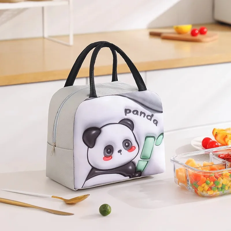 Cute 3D Cartoon Animal Picnic Bag Large Capacity Children Lunch Box Thickened Waterproof Handheld Thermal Insulated Bags