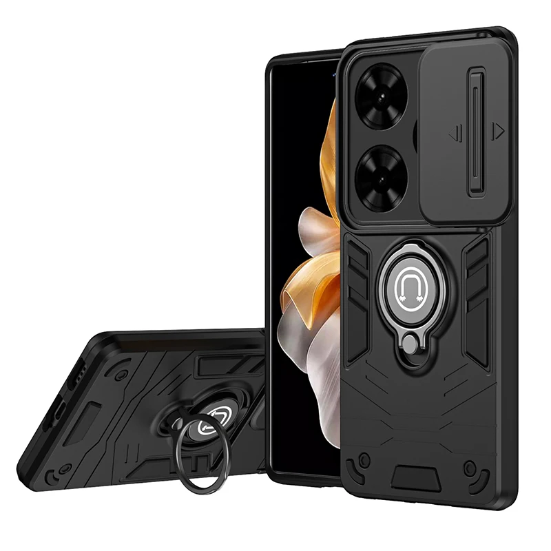 Luxury Shockproof Armor Magnetic Case with Silicone Bumper and Hard PC Back Cover